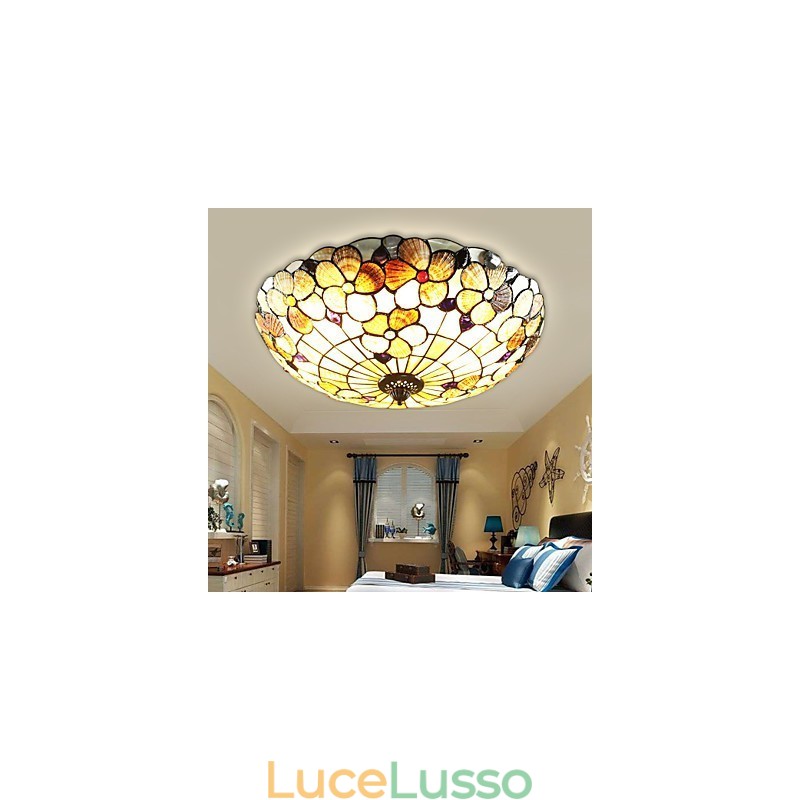 Le conchiglie del Mar Mediterraneo assorbono la luce della cupola Camino rurale 50 cm di diametro