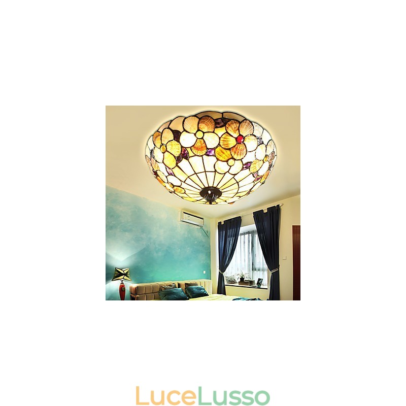 Le conchiglie del Mar Mediterraneo assorbono la luce della cupola Camino rurale 50 cm di diametro