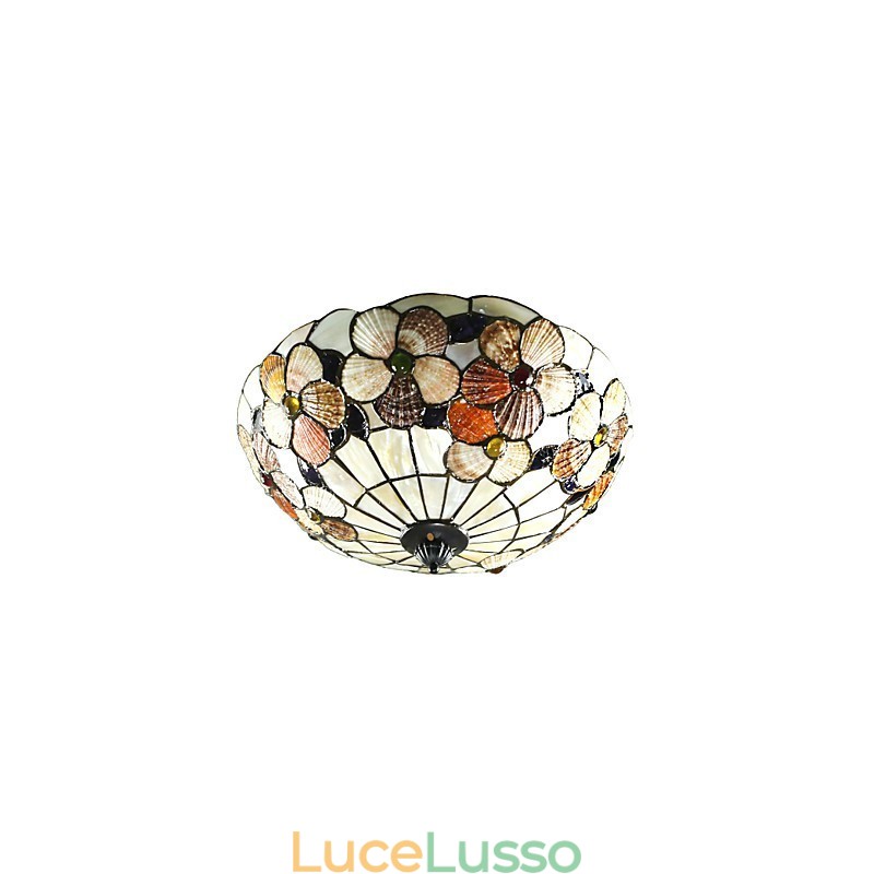 Le conchiglie del Mar Mediterraneo assorbono la luce della cupola Camino rurale 50 cm di diametro