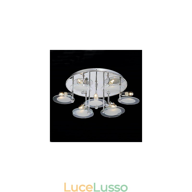 Moderno montaggio a filo in acciaio inox con 9 luci