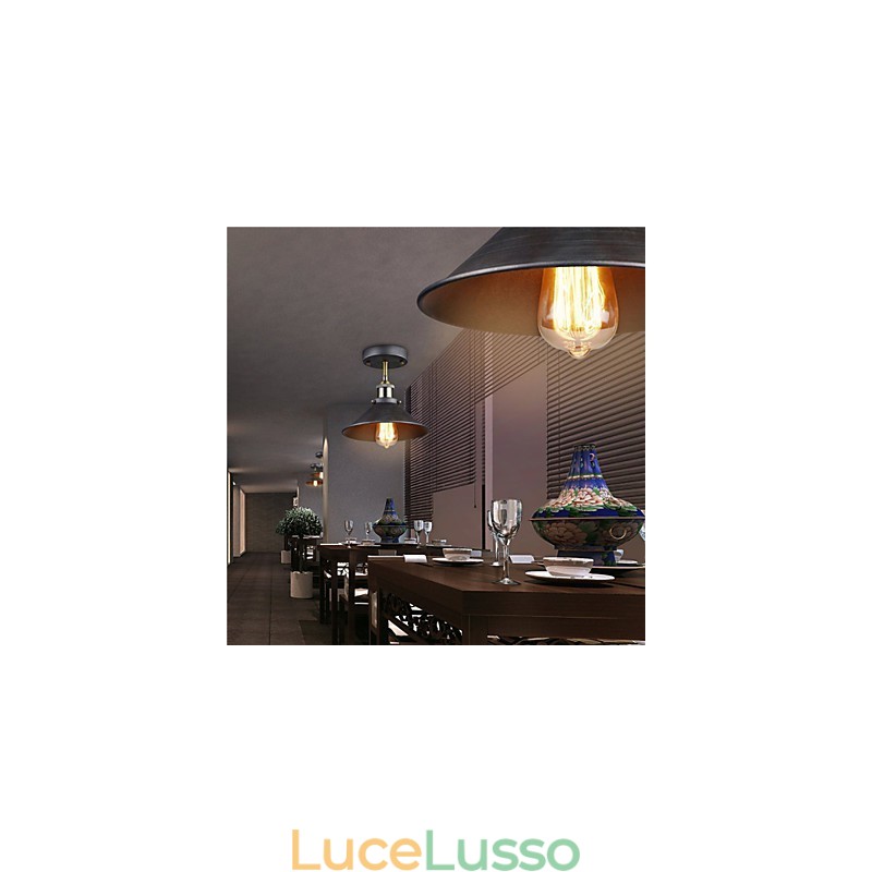 Lampada da soffitto vintage Mini Edison 1 luce in metallo da montare a filo