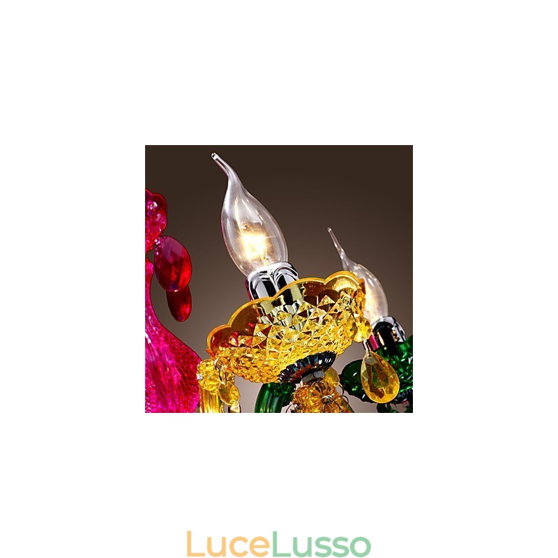 Lampadario classico tradizionale in cristallo acrilico cromato