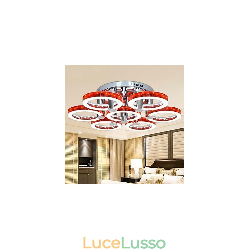 Lampadario in acrilico rosso con 7 luci (cromo)