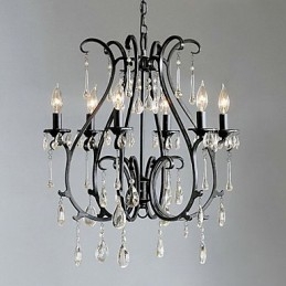 Lampadario moderno in cristallo a 6 luci con candela