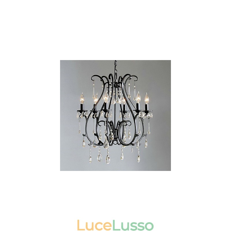 Lampadario moderno in cristallo a 6 luci con candela