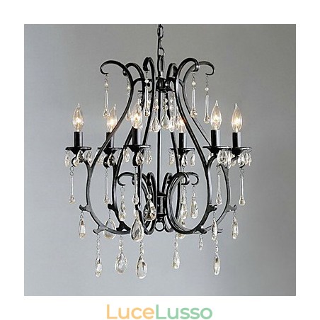 Lampadario moderno in cristallo a 6 luci con candela Lampadario moderno in cristallo a 6 luci con candela