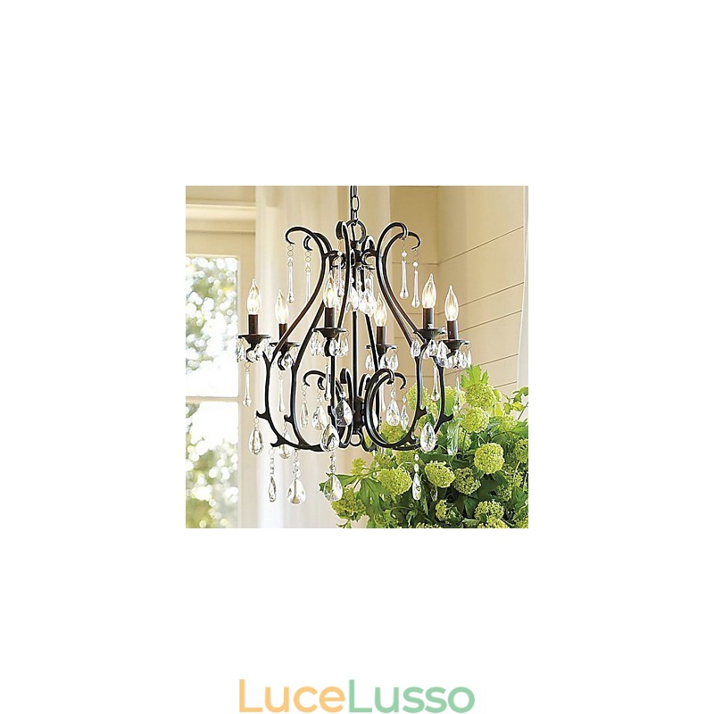 Lampadario moderno in cristallo a 6 luci con candela