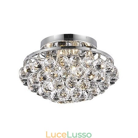 Moderne luci da soffitto a 4 luci con gocce di cristallo in tondo Moderne luci da soffitto a 4 luci con gocce di cristallo in tondo