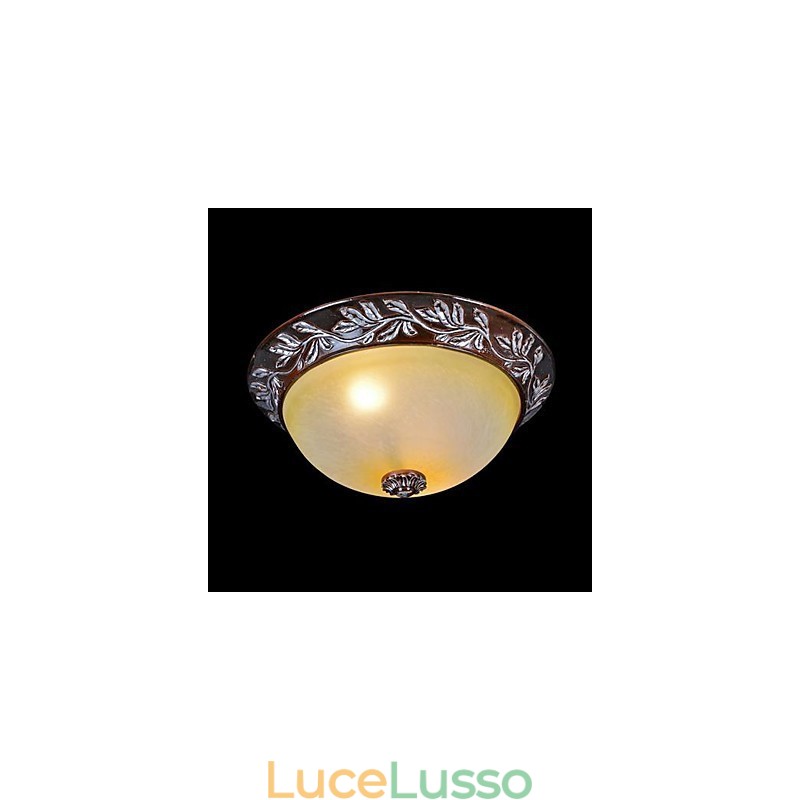 Lampada da soffitto in vetro bianco giallo resina argento intaglio classico europeo