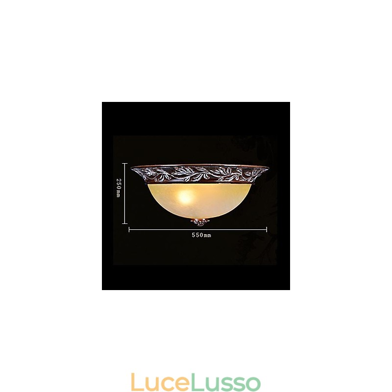 Lampada da soffitto in vetro bianco giallo resina argento intaglio classico europeo