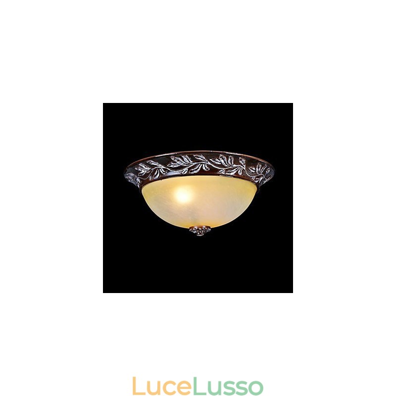 Lampada da soffitto in vetro bianco giallo resina argento intaglio classico europeo