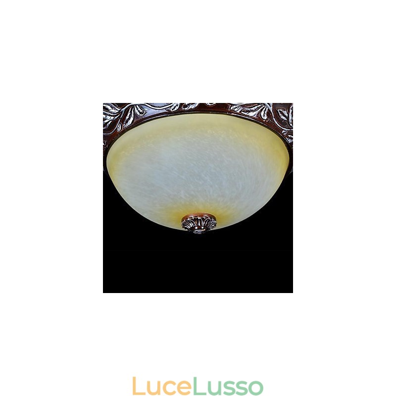 Lampada da soffitto in vetro bianco giallo resina argento intaglio classico europeo