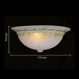 Lampada da soffitto bianca con motivo in vetro e resina, intaglio in oro, classica europea