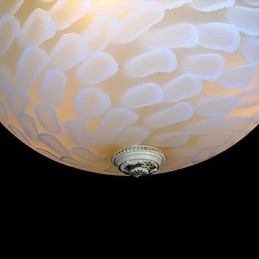 Lampada da soffitto bianca con motivo in vetro e resina, intaglio in oro, classica europea