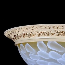 Lampada da soffitto bianca con motivo in vetro e resina, intaglio in oro, classica europea