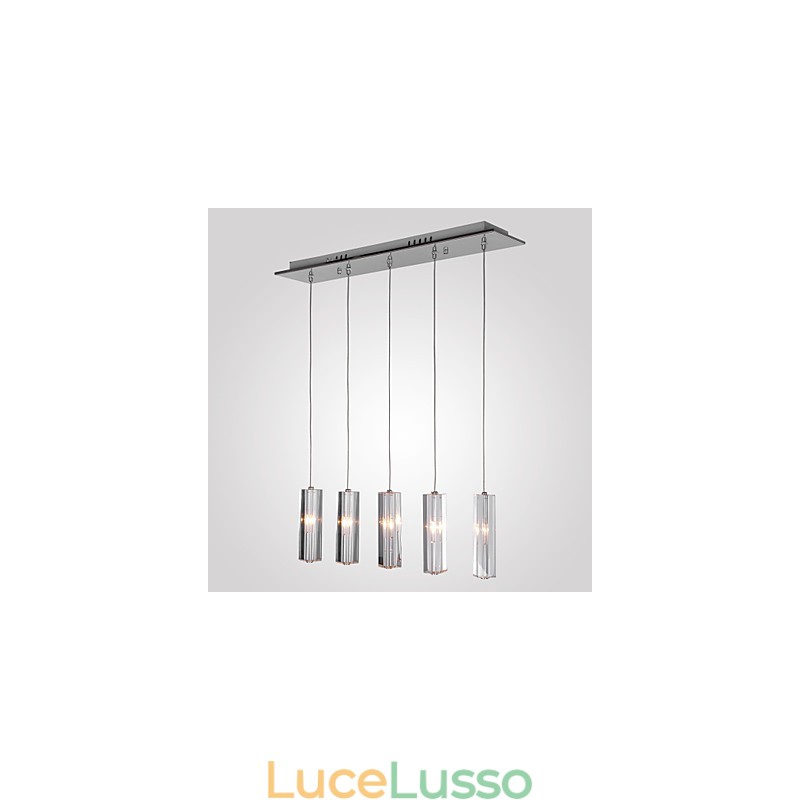 Lampada a sospensione moderna e contemporanea in metallo cromato con cristallo isola