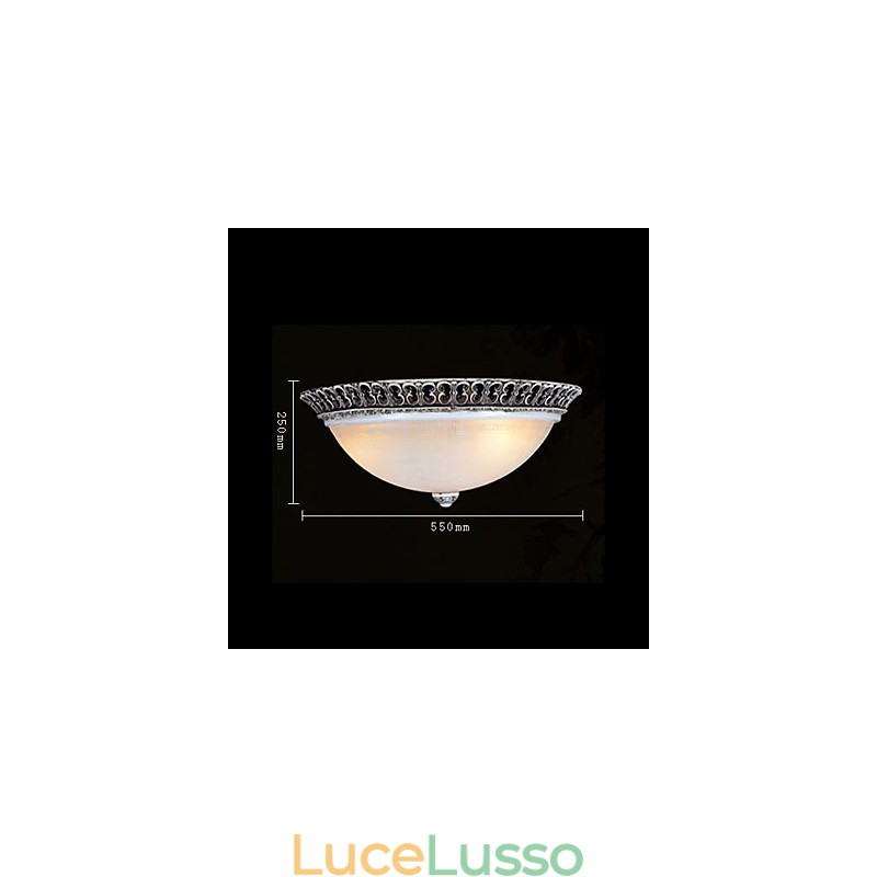 Lampada da soffitto in vetro con montatura a filo marrone scuro, motivo in resina, intaglio classico europeo