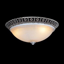 Lampada da soffitto in vetro con montatura a filo marrone scuro, motivo in resina, intaglio classico europeo