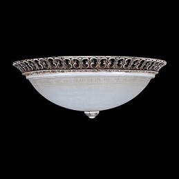 Lampada da soffitto in vetro con montatura a filo marrone scuro, motivo in resina, intaglio classico europeo