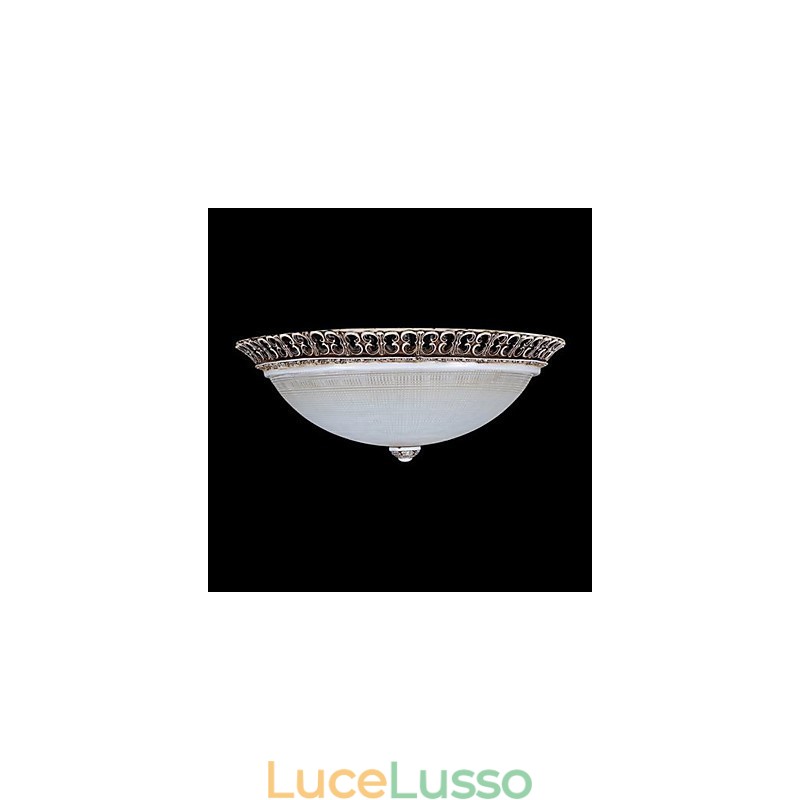 Lampada da soffitto in vetro con montatura a filo marrone scuro, motivo in resina, intaglio classico europeo