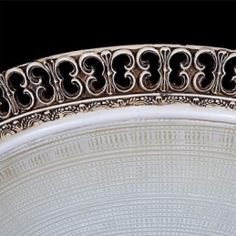 Lampada da soffitto in vetro con montatura a filo marrone scuro, motivo in resina, intaglio classico europeo