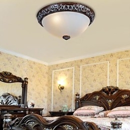 Lampada da soffitto in vetro e resina, in argento, intagliata, classica europea