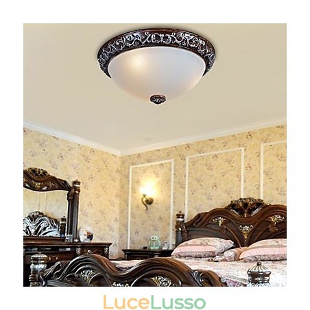 Lampada da soffitto in vetro e resina, in argento, intagliata, classica europea Lampada da soffitto in vetro e resina, in argento, intagliata, classica europea