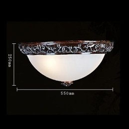 Lampada da soffitto in vetro e resina, in argento, intagliata, classica europea