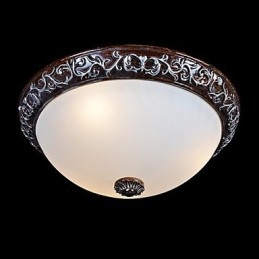Lampada da soffitto in vetro e resina, in argento, intagliata, classica europea