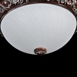 Lampada da soffitto in vetro e resina, in argento, intagliata, classica europea