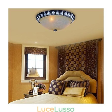 Lampada da soffitto con motivo in vetro e resina, in argento, intagliata, classica europea Lampada da soffitto con motivo in vetro e resina, in argento, intagliata, classica europea