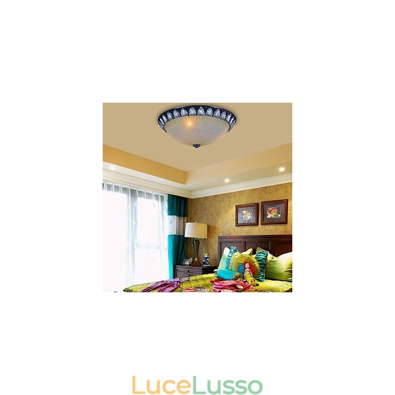 Lampada da soffitto con motivo in vetro e resina, in argento, intagliata, classica europea