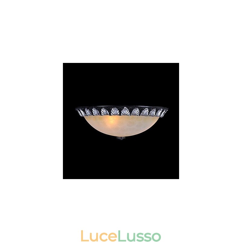 Lampada da soffitto con motivo in vetro e resina, in argento, intagliata, classica europea