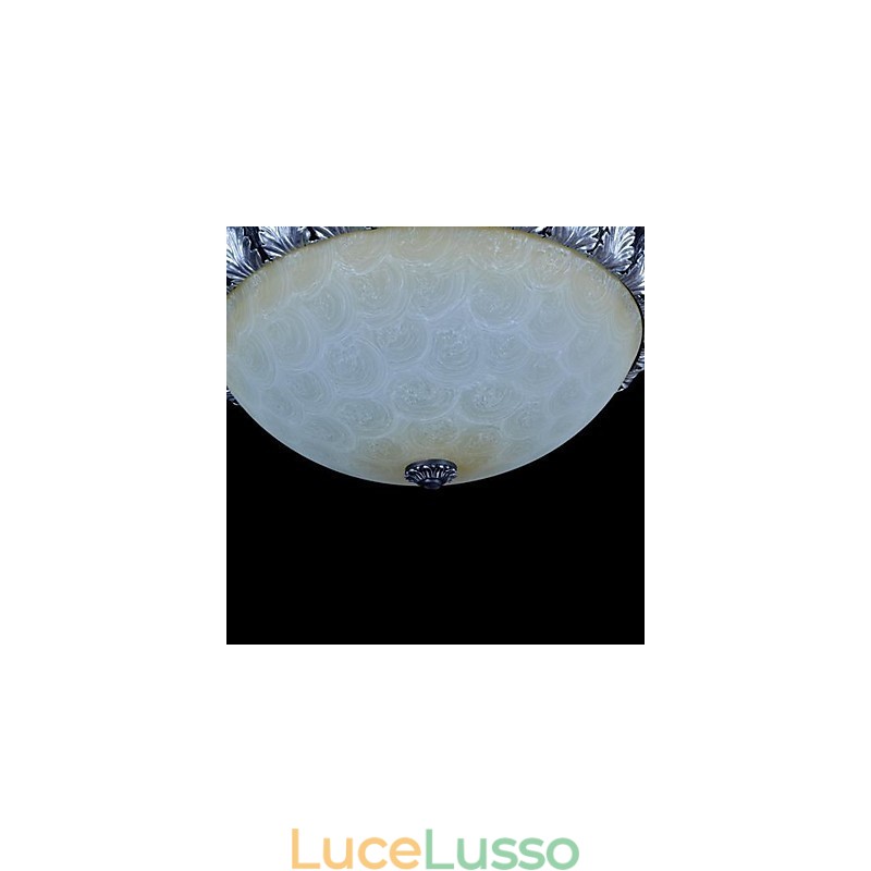 Lampada da soffitto con motivo in vetro e resina, in argento, intagliata, classica europea