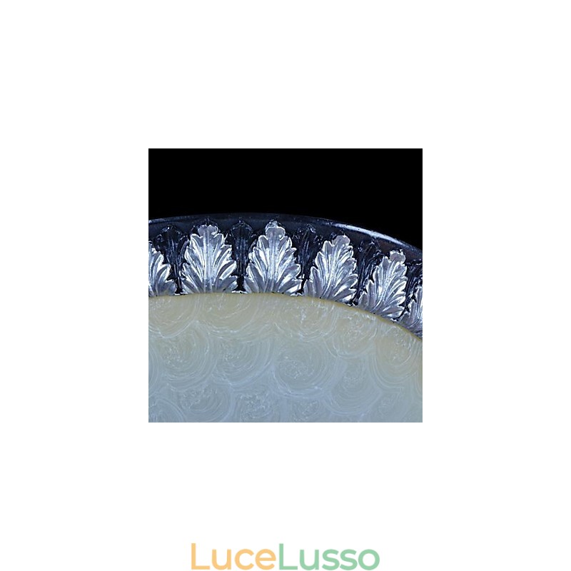 Lampada da soffitto con motivo in vetro e resina, in argento, intagliata, classica europea