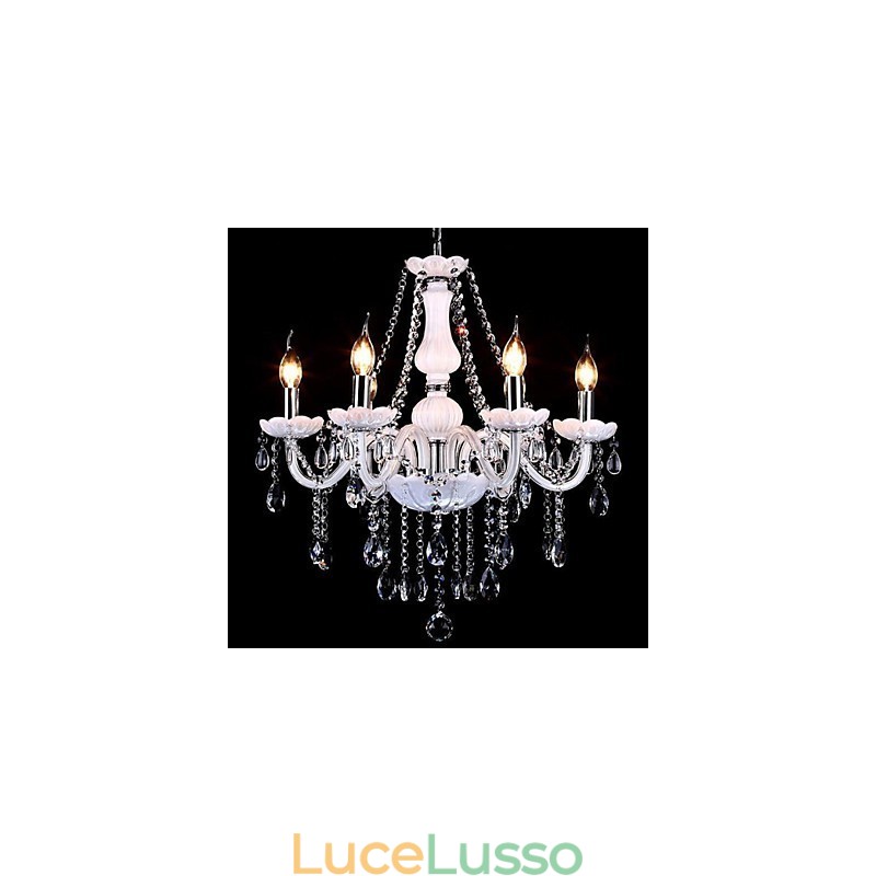 Lampadario Cristallo Moderno 6 Luci Contemporaneo Vetro