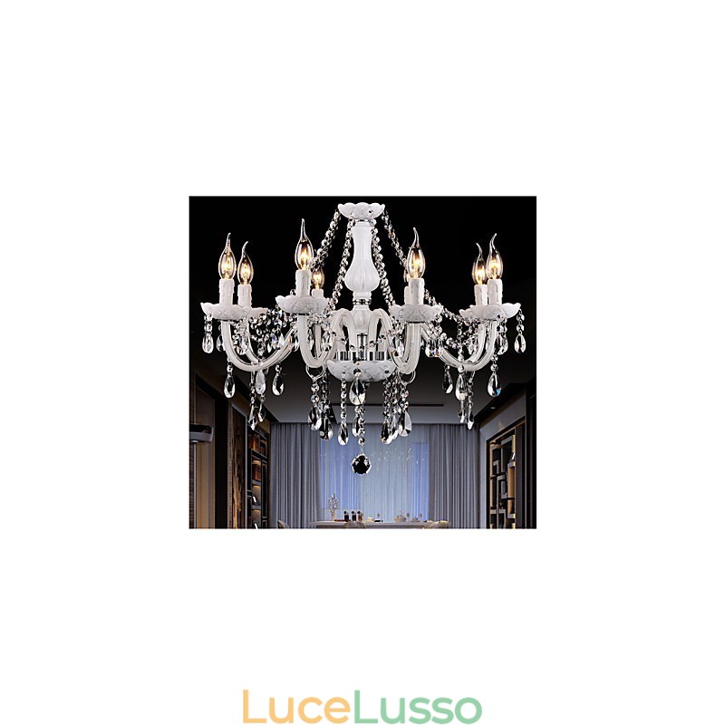 Lampadario Cristallo Moderno 8 Luci Contemporaneo Vetro
