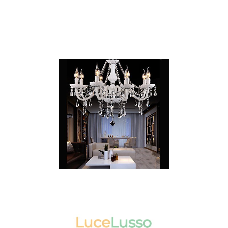 Lampadario Cristallo Moderno 8 Luci Contemporaneo Vetro