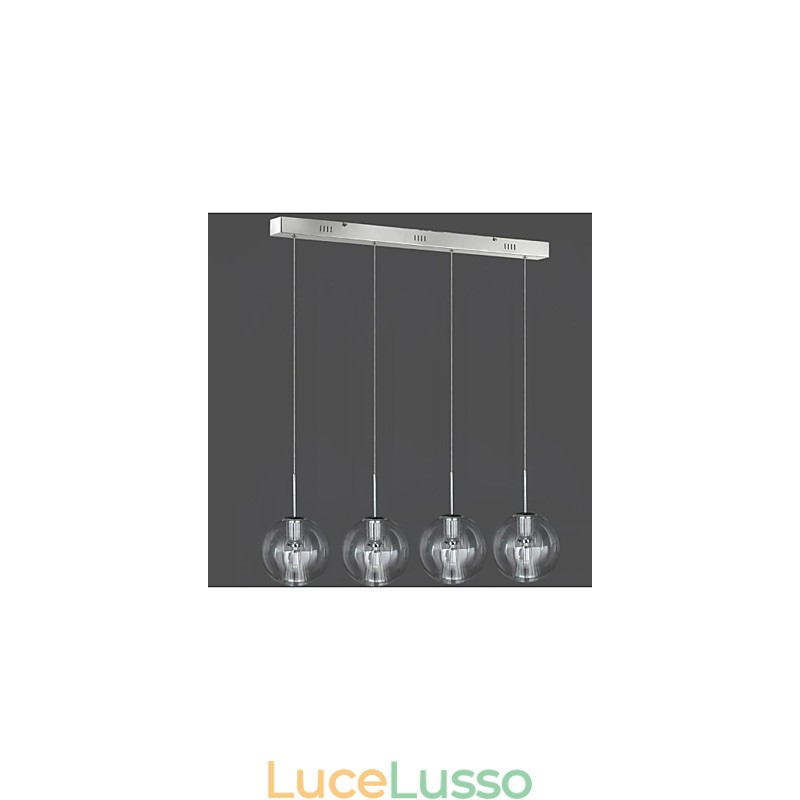 Lampada a sospensione moderna contemporanea tradizionale classica in metallo cromato per bambini, 4 luci