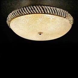 Lampada da soffitto lussuosa con 4 luci in oro