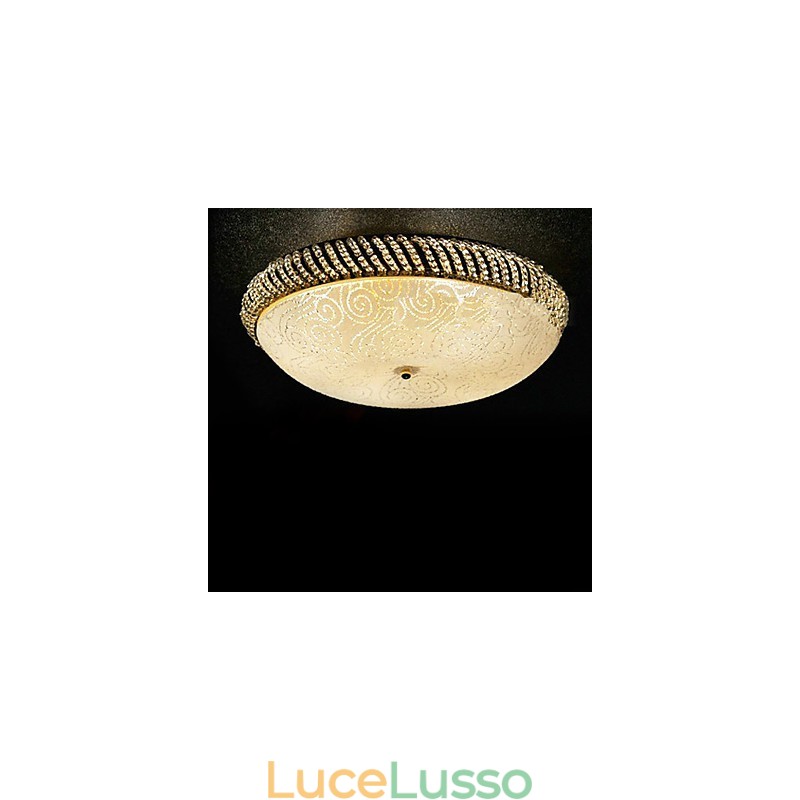 Lampada da soffitto lussuosa con 4 luci in oro