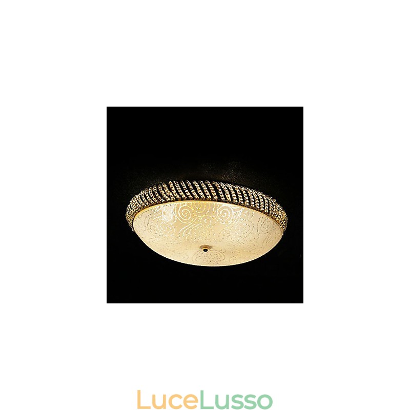 Lampada da soffitto lussuosa con 4 luci in oro