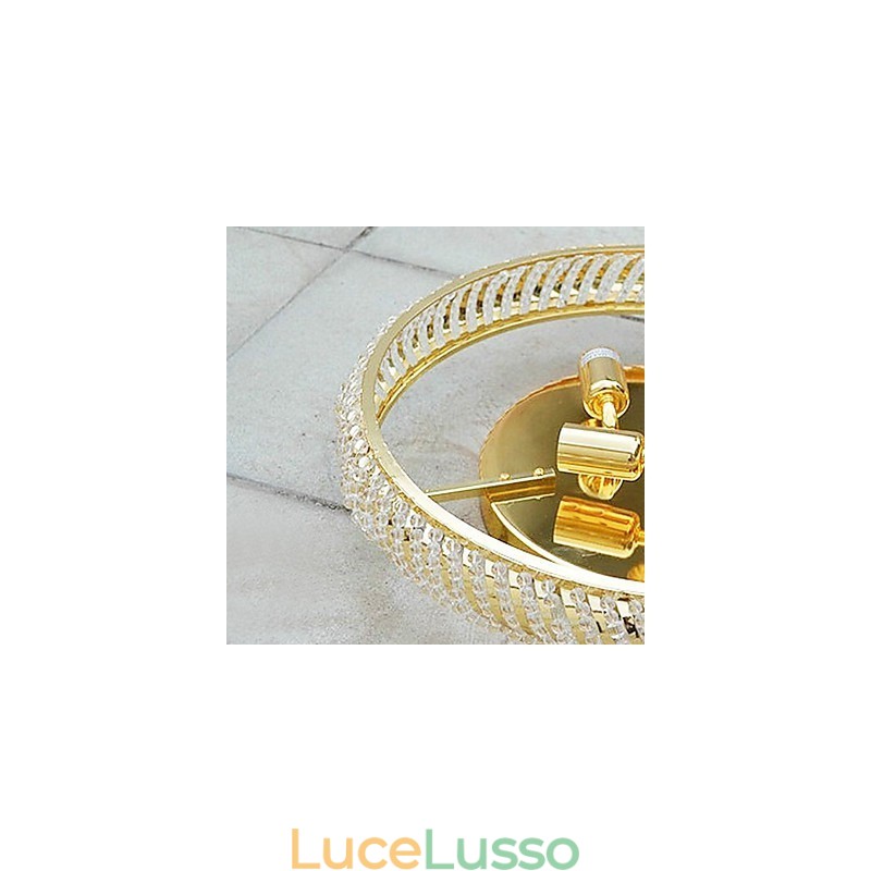 Lampada da soffitto lussuosa con 4 luci in oro