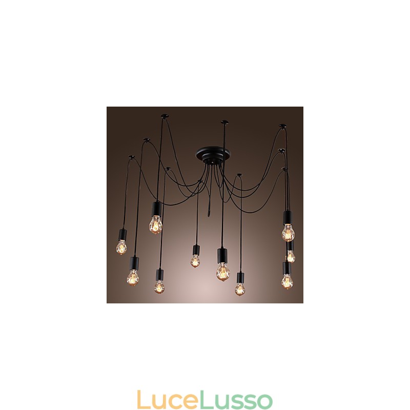 Lampadario Vintage Design Lampadine Incluse Living 10 Luci Lampada a Sospensione