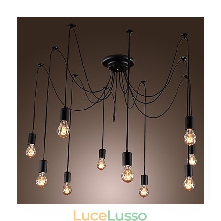 Lampadario Vintage Design Lampadine Incluse Living 10 Luci Lampada a Sospensione