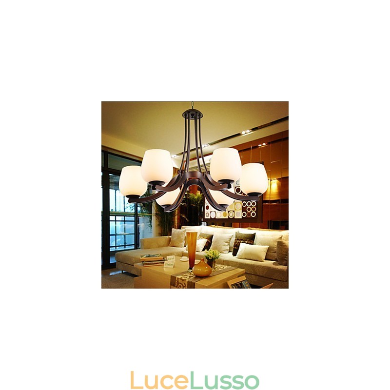 Lampadario in metallo dipinto in stile retrò classico tradizionale