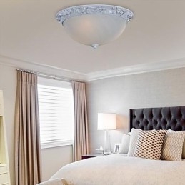 Lampada da soffitto bianca in vetro e resina intagliata classica europea