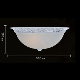 Lampada da soffitto bianca in vetro e resina intagliata classica europea