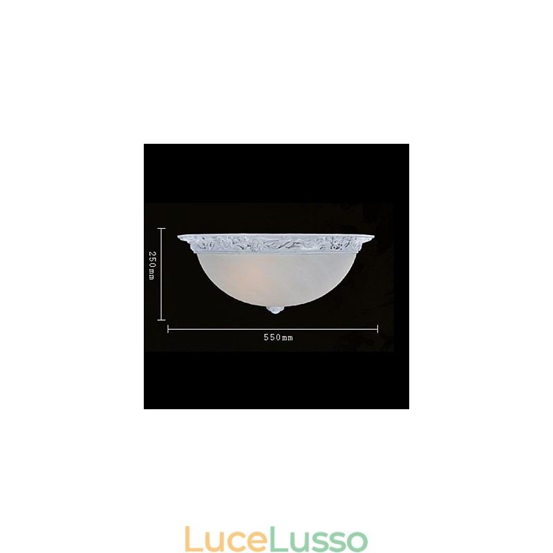 Lampada da soffitto bianca in vetro e resina intagliata classica europea