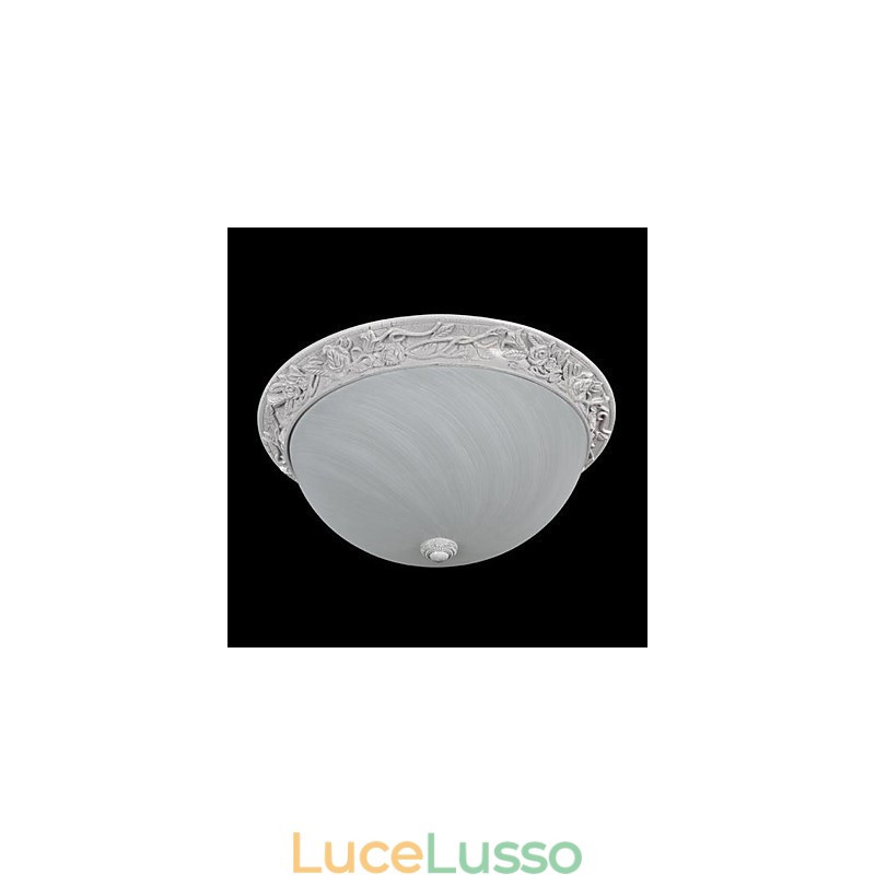 Lampada da soffitto bianca in vetro e resina intagliata classica europea